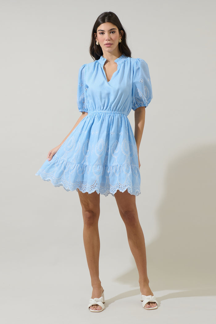 Geyser Striped Eyelet Marissa Mini Dress