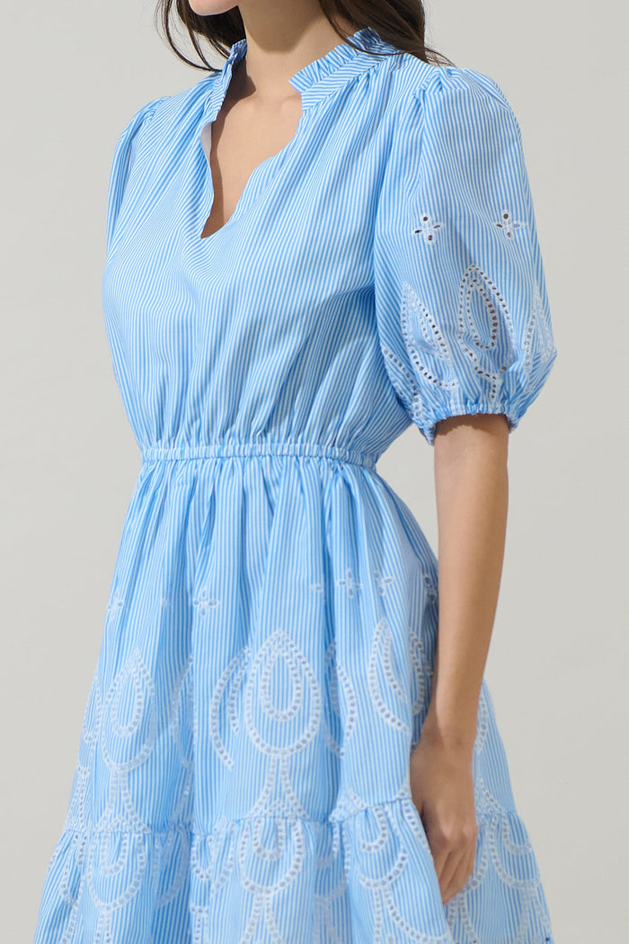 Geyser Striped Eyelet Marissa Mini Dress