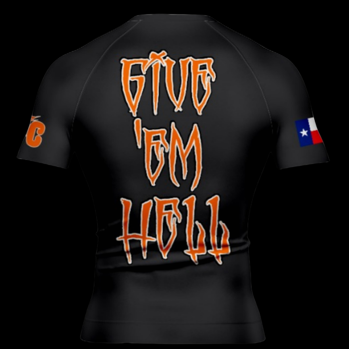 Brutal Cuddlers UT inspired BJJ rashguard back design for grappling training black