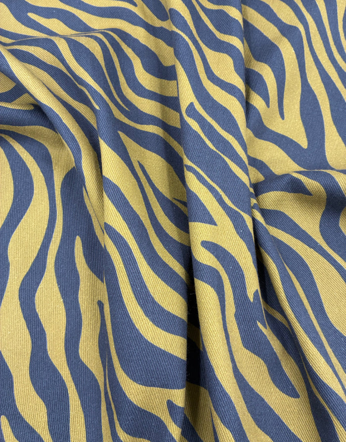 Golden Savannah Zebra Cotton Twill Fabric