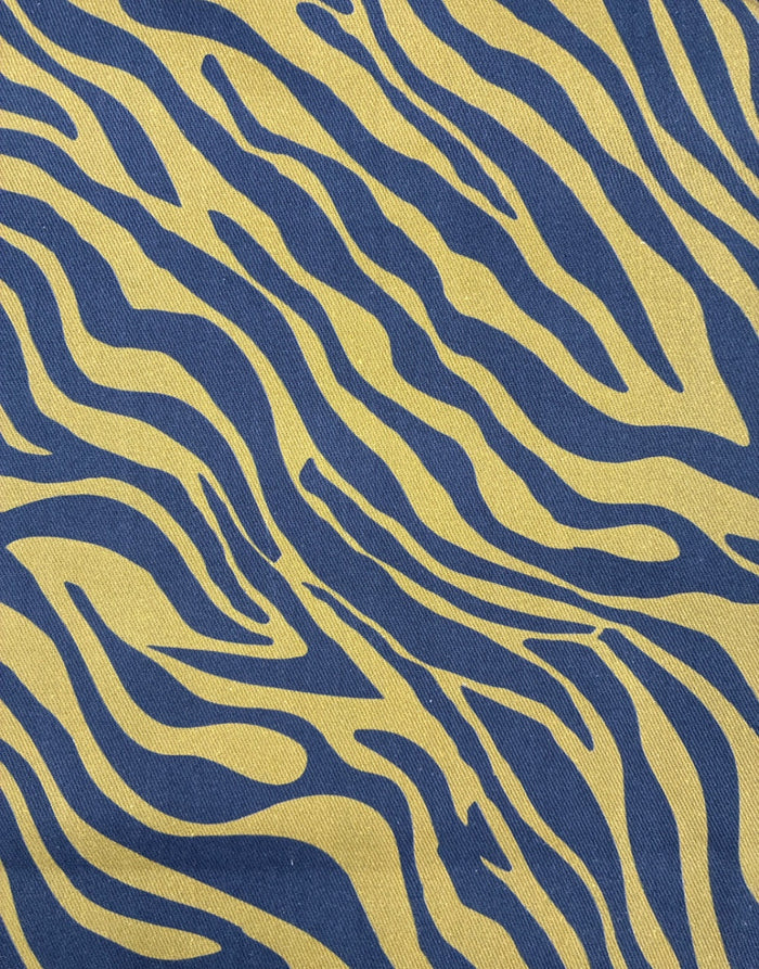 Golden Savannah Zebra Cotton Twill Fabric