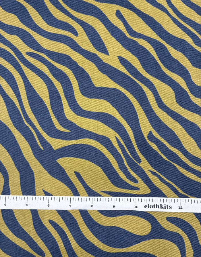 Golden Savannah Zebra Cotton Twill Fabric