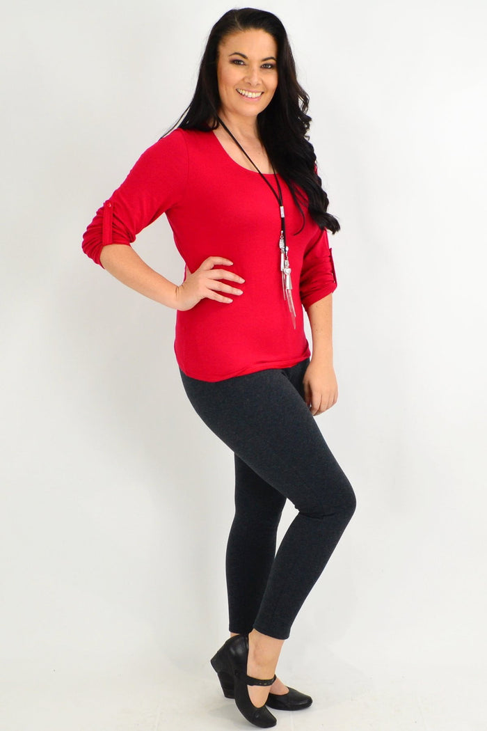 Grey fleece-lined full-length leggings by Whispers, showing soft fleece interior and snug fit for winter comfort.