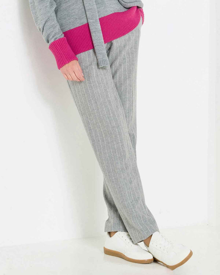 Hailey Pinstripe Wool Mix Tweed Trousers - The Classic Boutique