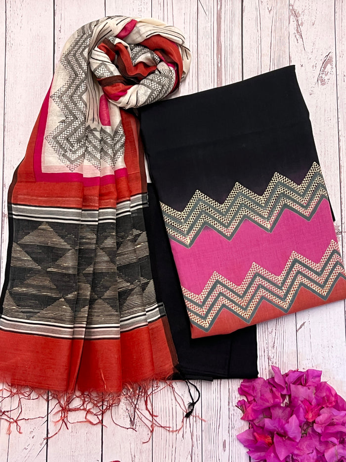 Hand printed cotton kurta set