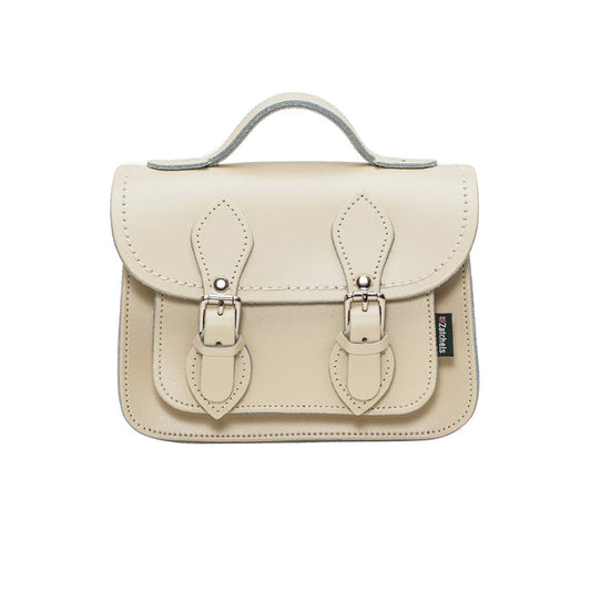 Handmade Leather Micro Satchel Pastel Cream | Bascora