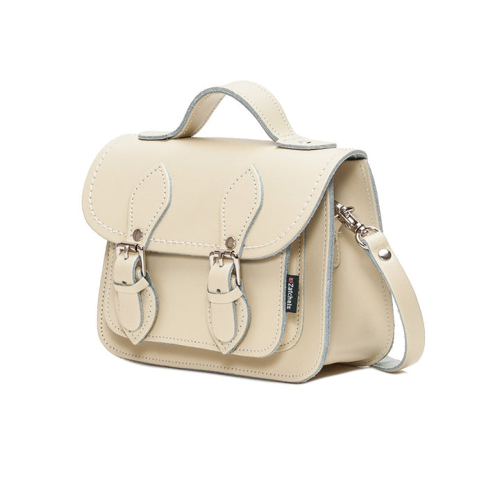 Handmade Leather Micro Satchel Pastel Cream | Bascora