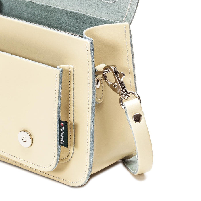 Handmade Leather Micro Satchel Pastel Cream | Bascora