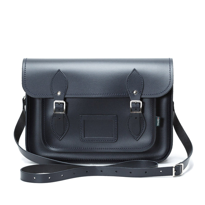 Handmade Leather Satchel - Navy Blue - Bascora