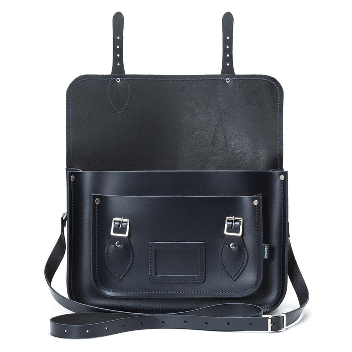 Handmade Leather Satchel - Navy Blue - Bascora