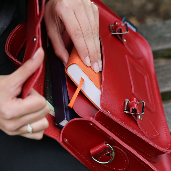 Handmade Leather Satchel - Red - Bascora