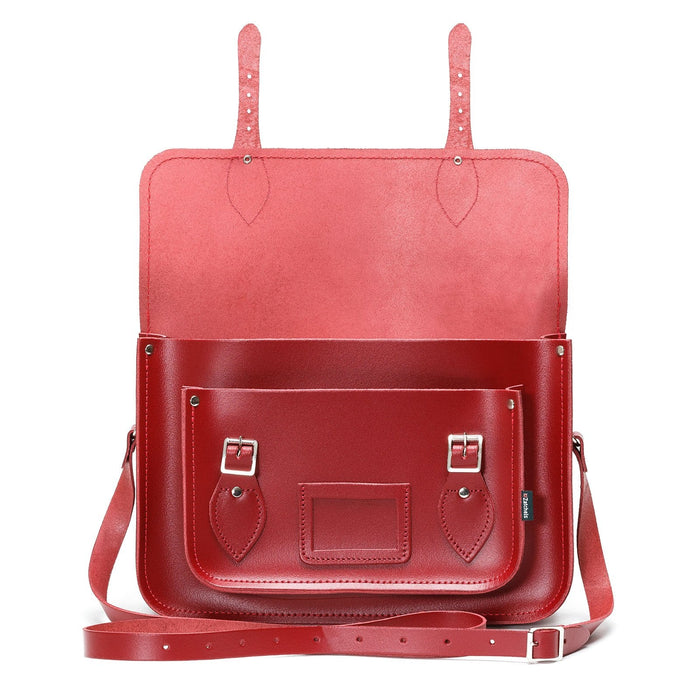 Handmade Leather Satchel - Red - Bascora