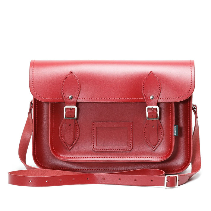 Handmade Leather Satchel - Red - Bascora