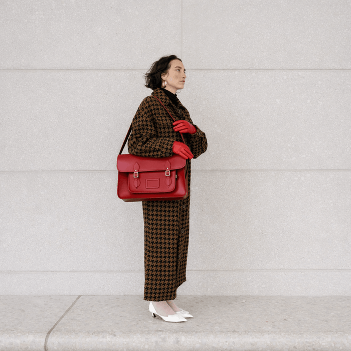 Handmade Leather Satchel - Red - Bascora