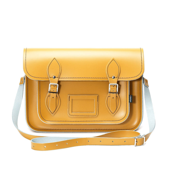 Handmade Leather Satchel - Yellow Ochre - Bascora
