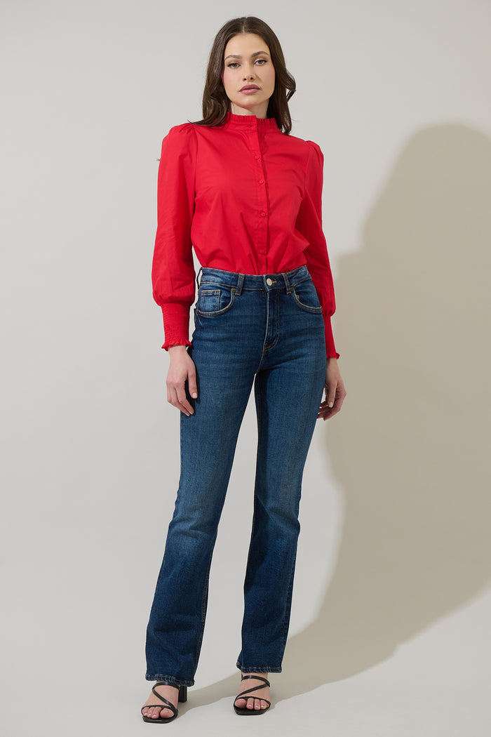Henricka Ruffle Button Down Top