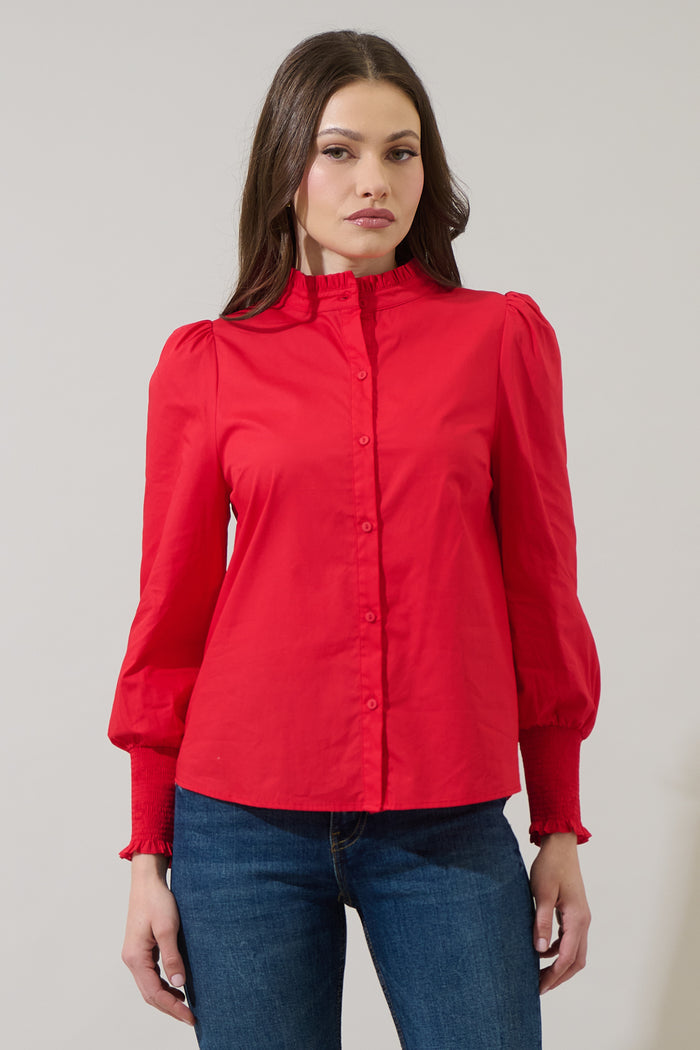 Henricka Ruffle Button Down Top