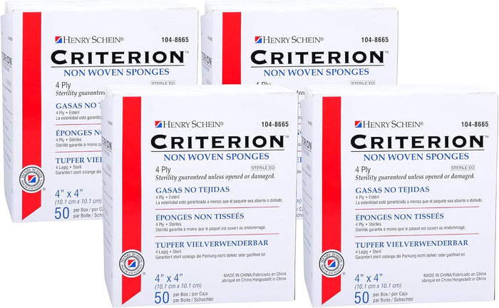 Henry Schein Criterion 4x4” Non-Woven Sponge- Rayon/Polyester Blend, 4-Ply, Sterile- 50/PK