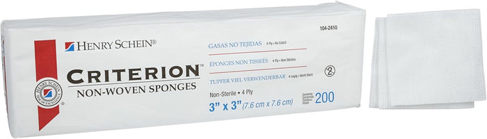 Henry Schein Rayon/Polyester Blend Non-Woven Sponges, 3 in x 3 in 4 Ply Non-Sterile, 4-Ply, 200/Pack - 1 Pack