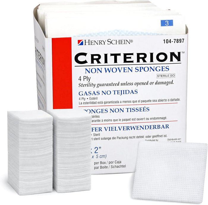 Henry Schein Rayon/Polyester Blend Non-Woven Sponges, 4 Ply Sterile, 4-Ply