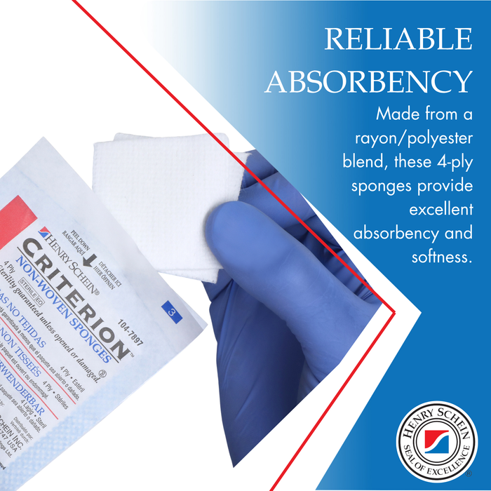 Henry Schein Rayon/Polyester Blend Non-Woven Sponges, 4 Ply Sterile, 4-Ply