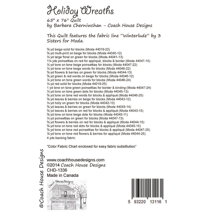 Holiday Wreaths Downloadable PDF Quilt Pattern