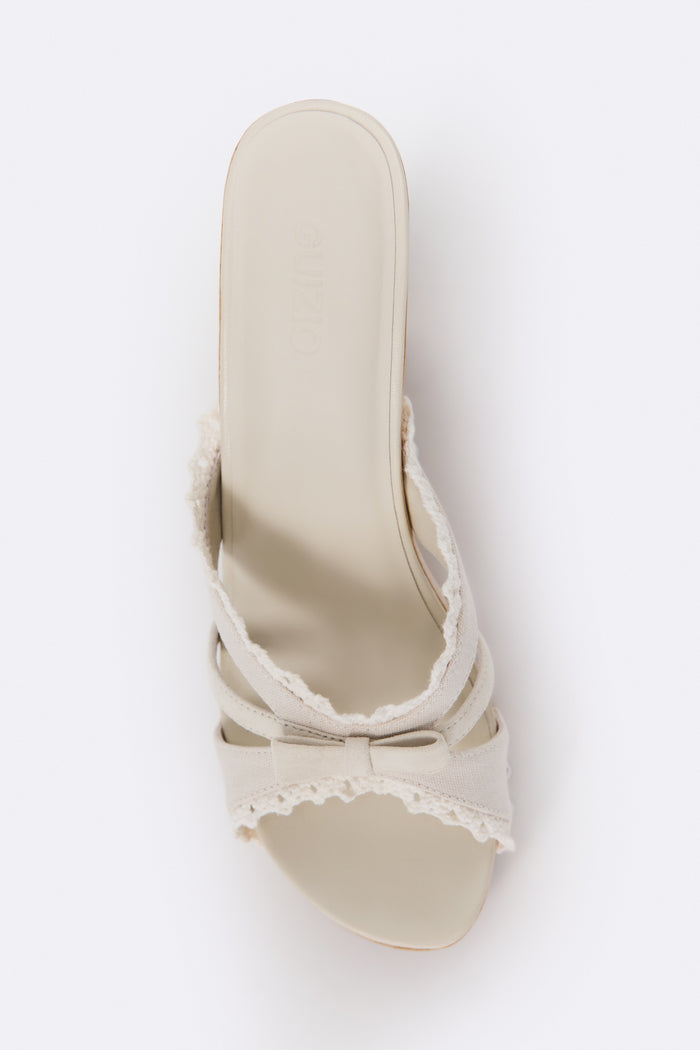Holly Wooden Platform Sandal in Ivory