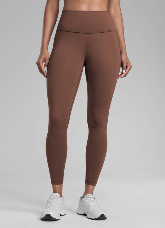CRZ YOGA Women's Train High Rise Hugged Feel Compression Leggings 25'' Coffee Brown