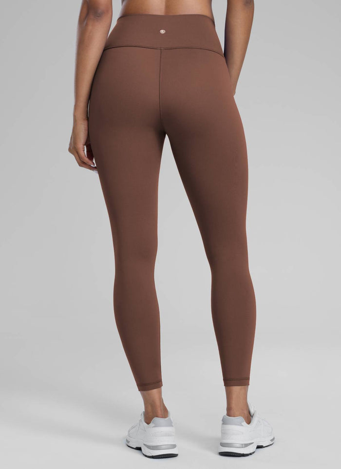 CRZ YOGA Women's Train High Rise Hugged Feel Compression Leggings 25'' Coffee Brown