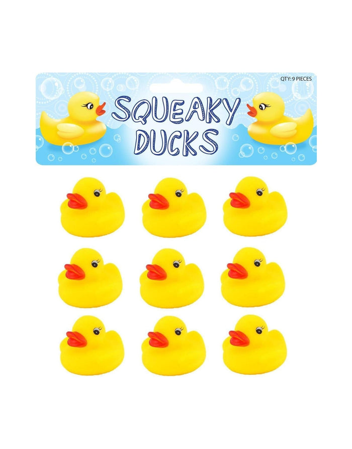 HydroKidz Rubber Duckies pack of 9 yellow rubber ducks with red beaks and feet