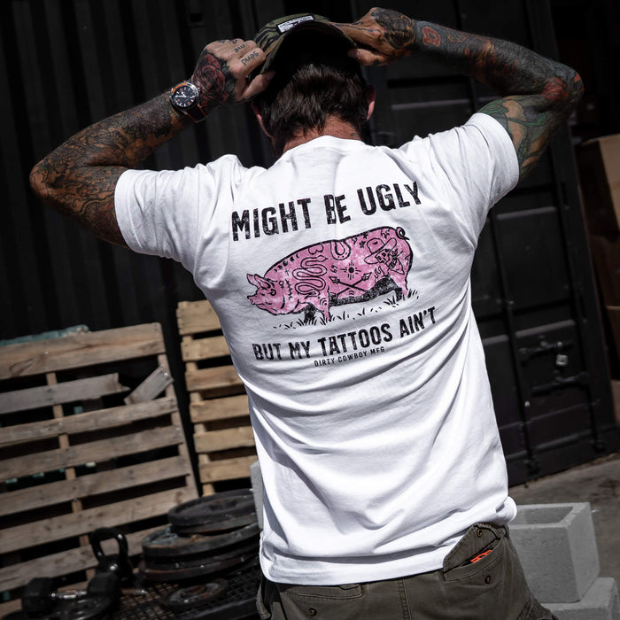 I Might Be Ugly but My Tattoos Ain't Pig Men's T-Shirt