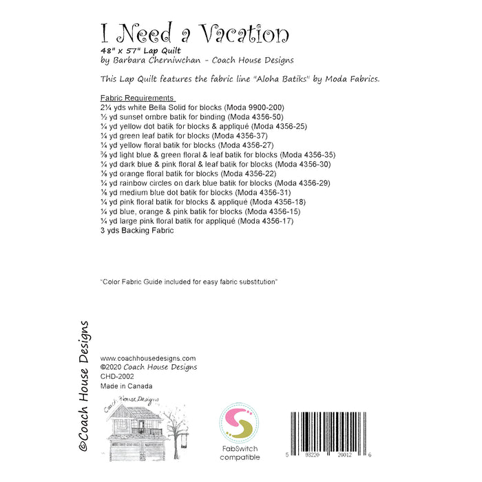 I Need a Vacation Quilt Pattern