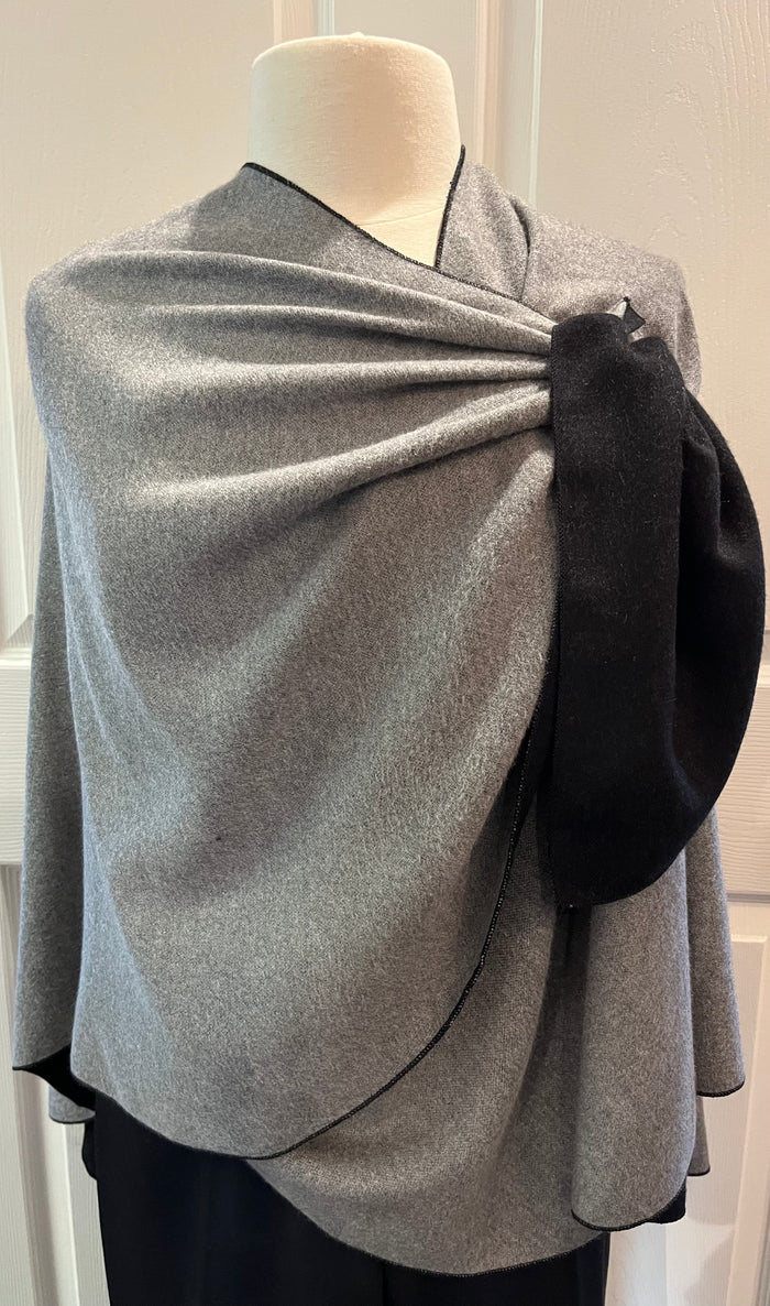 GREY to BLACK Reversible Cashmere Shawl