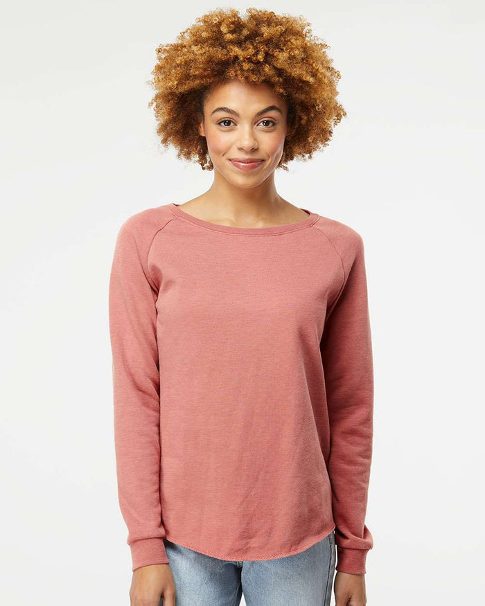 no-logo Independent Trading Co. Ladies California Wave Wash Crewneck Sweatshirt-Ladies Layering-Independent Trading Co.-Thread Logic