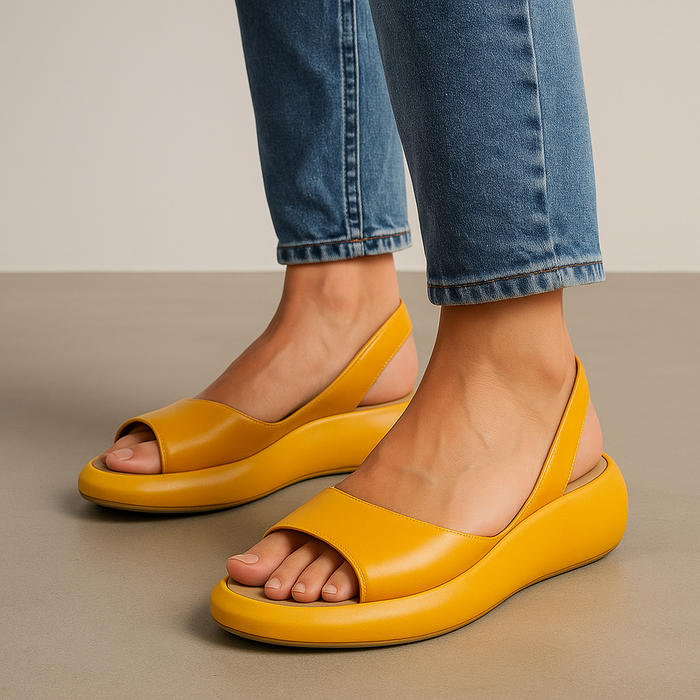 Iverixa - Sandales femme compensées bout ouvert semelle plateforme cuir