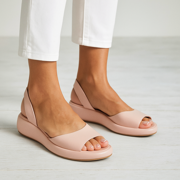 Iverixa - Sandales femme compensées bout ouvert semelle plateforme cuir