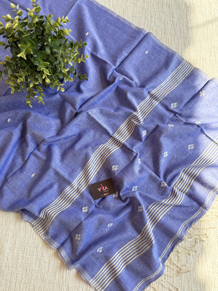 Jamdani Handloom Cotton Stole with Tassels