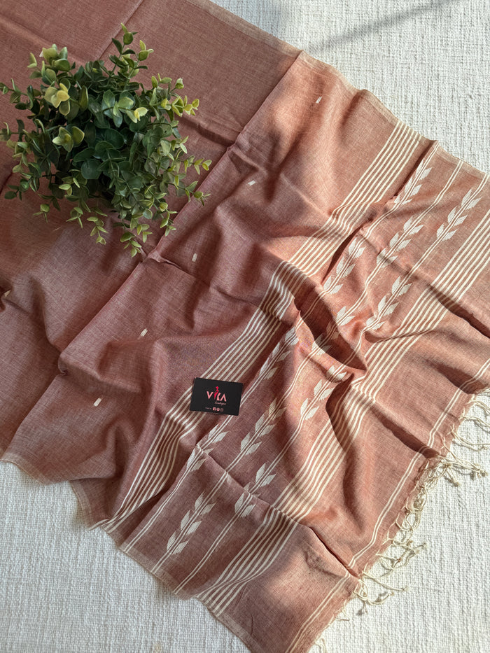 Jamdani Handloom Cotton Stole with Tassels