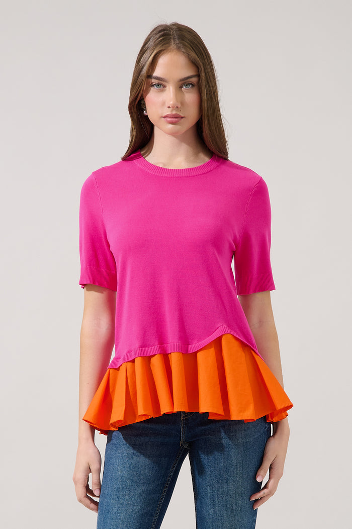 Jessica Mix Media Knit Top