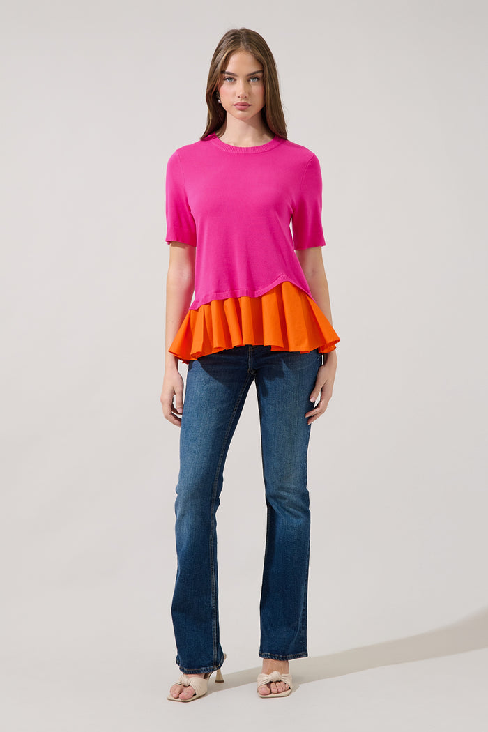 Jessica Mix Media Knit Top