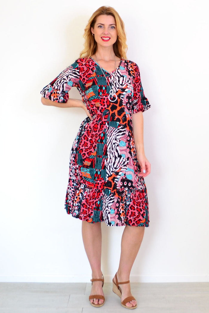 Jessica sleeved tunic dress by One Summer, featuring a relaxed fit with long sleeves and a stylish, flowy silhouette.