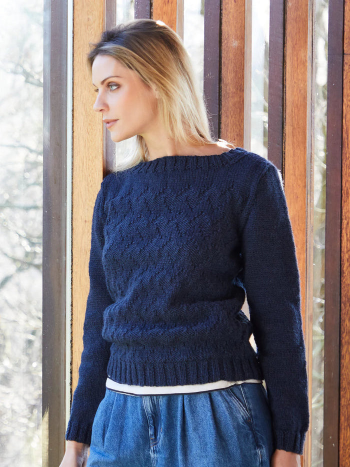 Joan Chevron Jumper Knitting Pattern for ColourLab Aran Yarn