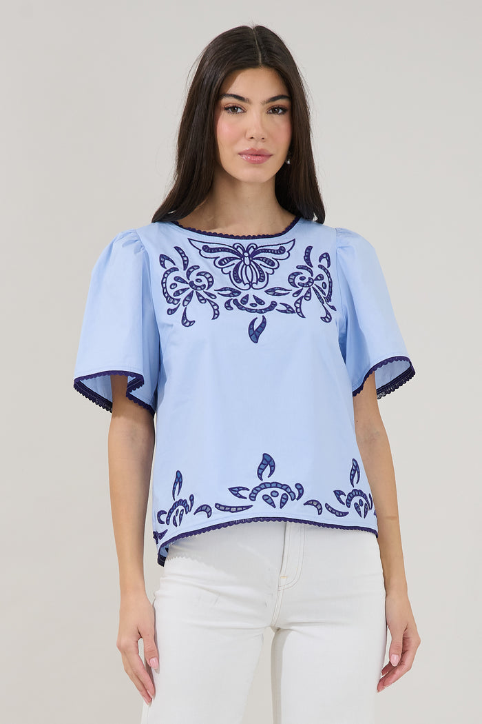 Jocie Embroidered Puff Sleeve Top