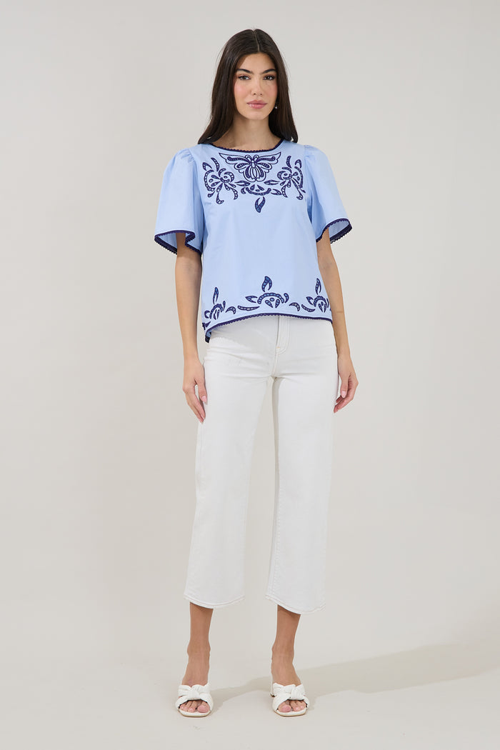 Jocie Embroidered Puff Sleeve Top