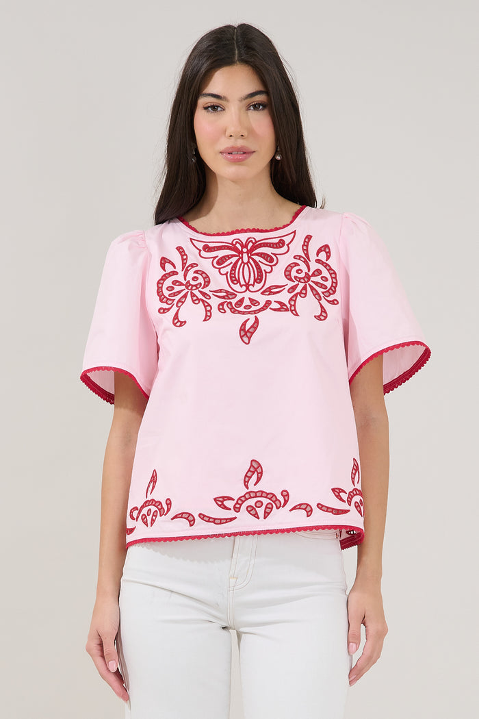 Jocie Embroidered Puff Sleeve Top