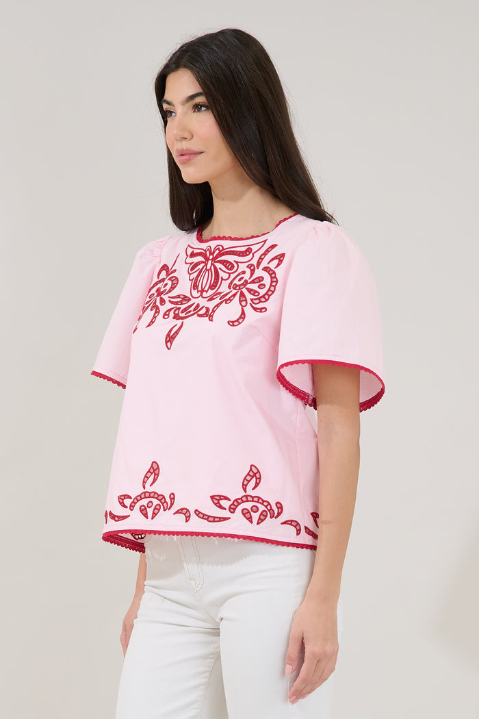 Jocie Embroidered Puff Sleeve Top