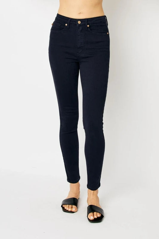 Judy Blue High Waist Garment Dyed Tummy Control Skinny Jeans Navy