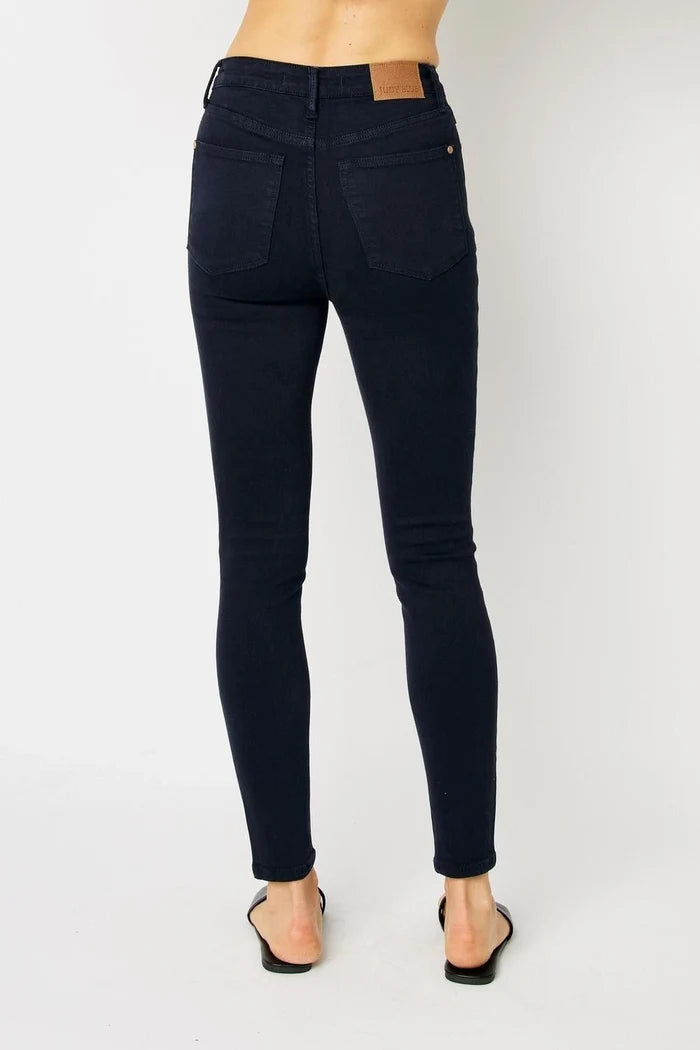 Judy Blue High Waist Garment Dyed Tummy Control Skinny Jeans Navy