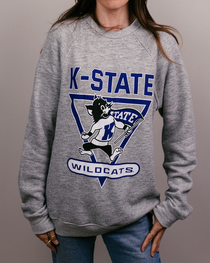 Athletic Grey K-State Victory Wildcats Crewneck Sweatshirt Front