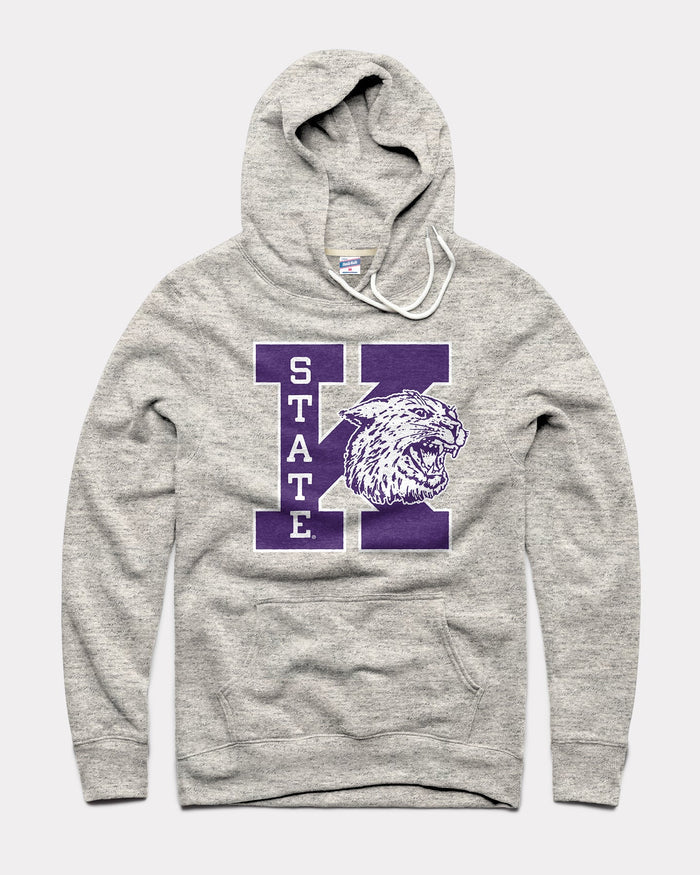 Athletic Grey K-State Wildcats Wabash Block Vintage Hoodie Sweatshirt